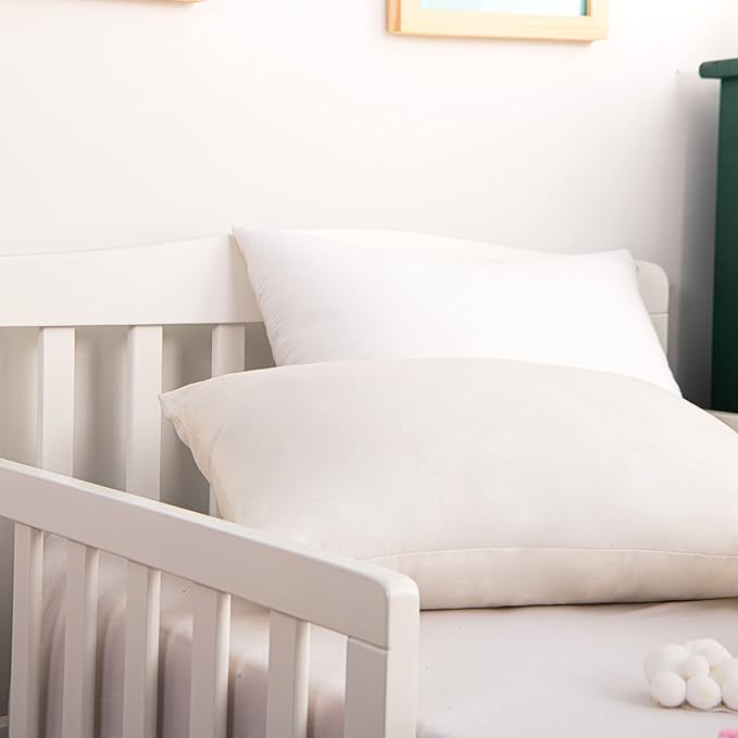 NTBAY 2 Pack Pillows with Microfiber Pillowcases, Soft Cotton Down Alternative 13x18 Zippered Pillows for Sleeping in Crib - Machine Washable - Breathable Travel Pillows, Navy Blue