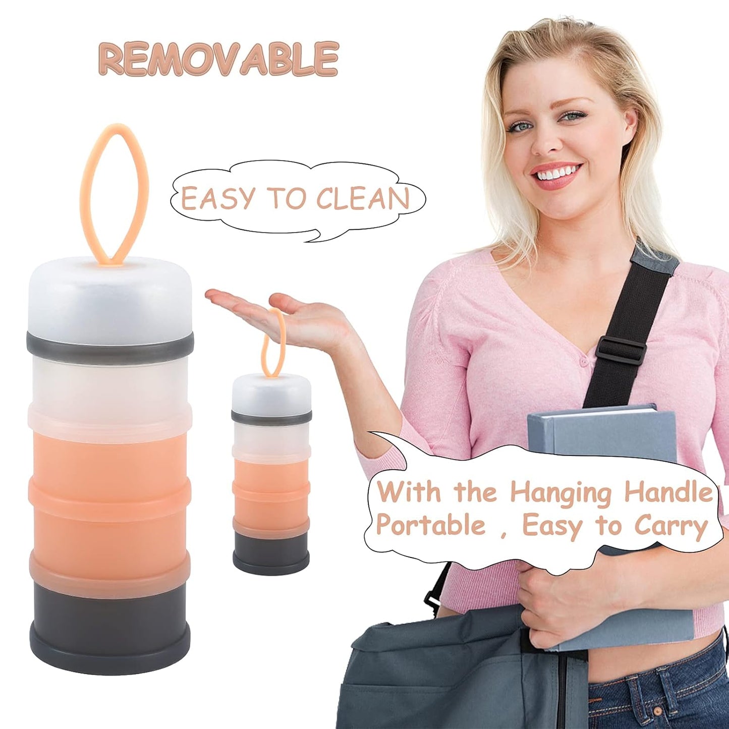 Accmor 3 Pack Baby Formula Dispenser On The Go, Stackable Formula Dispenser Formula Container to Go, Non-Spill Portable Milk Powder Kids Snack Storage Container, BPA Free