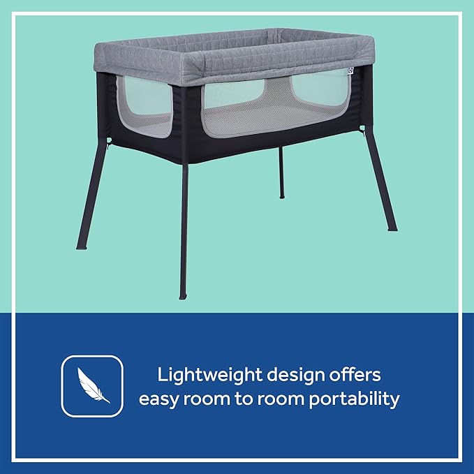 SEALY BABY Cozy Soft Breathable Bassinet & Bedside Sleeper Bed, Lightweight Airy Mesh Newborn Crib, Safe & Comfortable for Room Sharing, Storage Pocket, Tool-Free Assembly