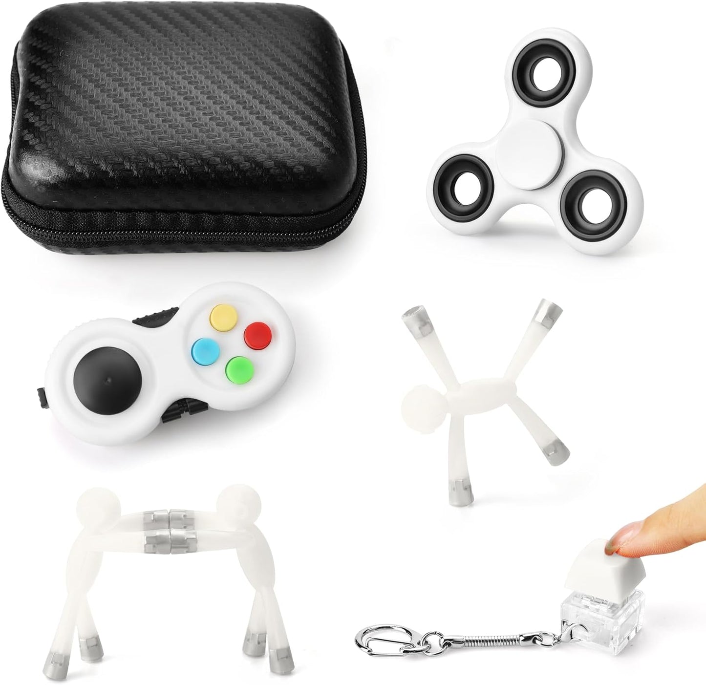 Fidget Toys Adults, Fidget Toys for Kids with Autism, Party Favors for Kids, Toddlers, Adults Fidgets for Anxiety and Stress, Fidget Pack (White)