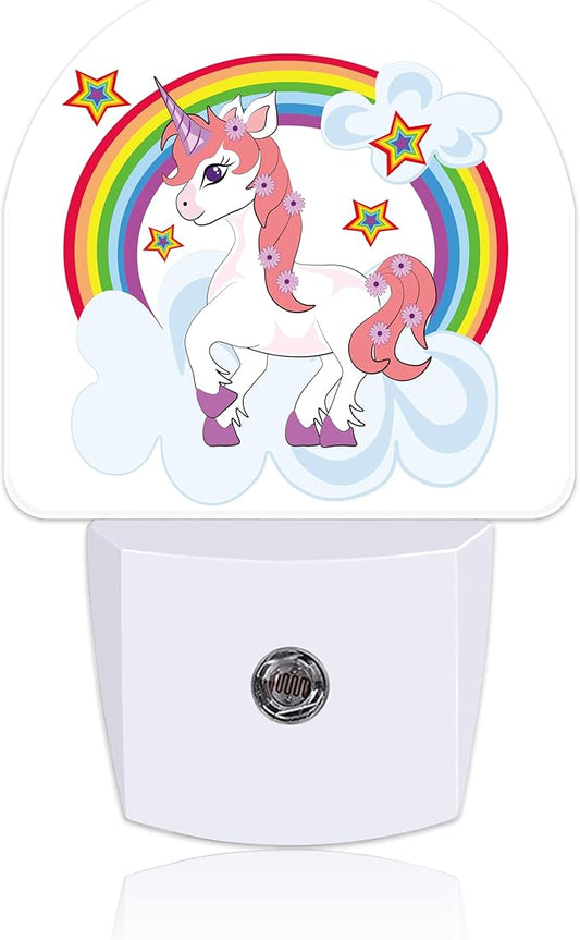 Cartoon Cute Rainbow Horse Night Light for Kids, LED Night Light Plug into Wall with Dusk to Dawn Sensor for Girls Boys Women Men Room Decor, Hallway, Kitchen, Bathroom, Nursery, Stairs