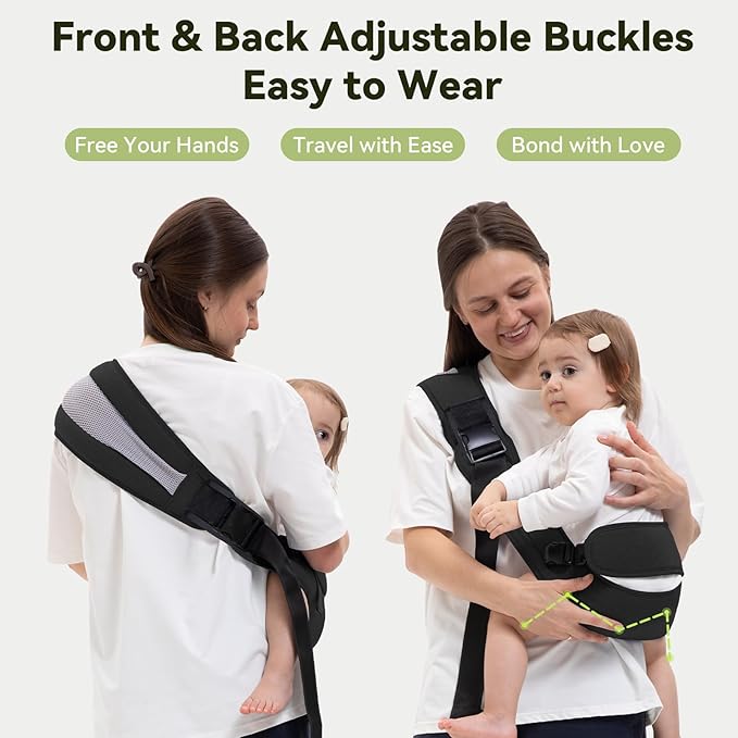 Baby Carrier Newborn to Toddler-Adjustable Baby Sling Carrier,Toddler Carrier for 25-60lbs,Comfortable Baby Sling for Hands-Free Carrying (Black)