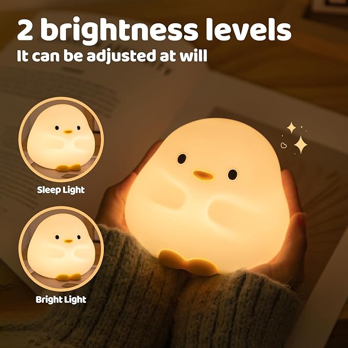 Duck Silicone Night Light for Kids - Color Changing LED Lamp with Soft Touch, USB Rechargeable & Long Battery - Cute Touch Control Duck Light for Kids Room & Birthday Gifts
