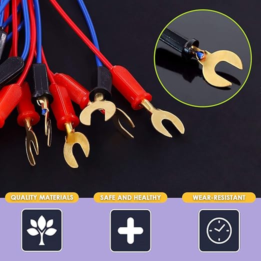 Swpeet 10Pcs Red + Blue Interconnect Circuit Wire Kit, Perfect for Physics Laboratory Electricity Connection,Demos Teaching Basic Principles of Electricity and Simple Circuit Wire Works