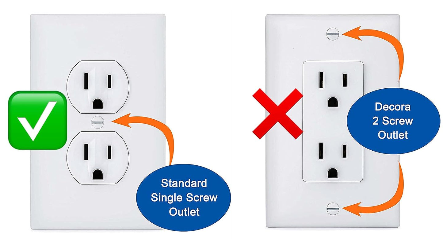 6-Pack Safety Innovations Self-Closing Outlet Covers (For Center Screw Outlets Only) - Measures 3"Wide x 4.75"High-An Alternative To Wall Socket Plugs for Child Proofing Outlets, (1-Screw), (White)