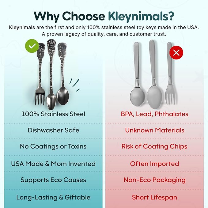 Kleynimals Arctic Friends Made in USA Baby Silverware – 100% Stainless Steel Baby Forks and Spoons, Non-Toxic, BPA-Free, Eco-Friendly, Dishwasher Safe – Safe Utensils for Babies & Toddlers