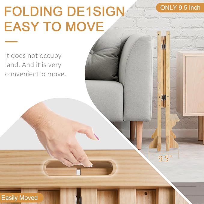 Foldable Toddler Learning Standing Tower, WOOD CITY Montessori Kitchen Step Stool Ideal Helper with 3 Adjustable Heights for Learning New Skills(Natural)