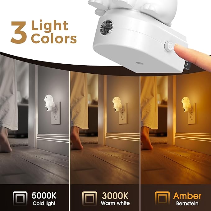 L LOHAS LED Plug in Night Light for Kids,3D Cute Puppy Night Lights with Dusk to Dawn Sensor,1600K/2700K/5000K 3CCT Dog Night Light,Christmas Birthday Gift Nightlight for Kids,Room Decor