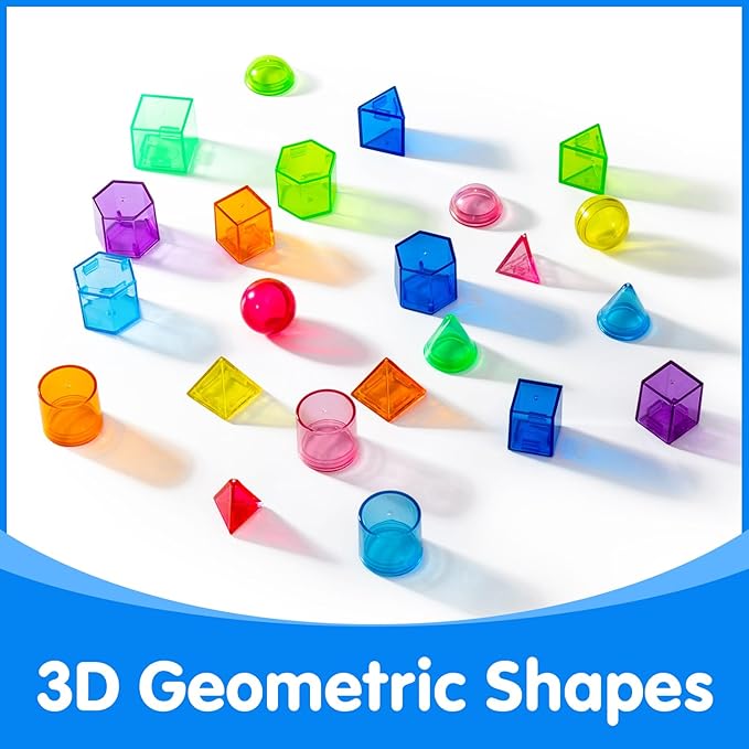 100 Pcs 3D Shapes for Teaching - Geometric Solids and Geometry Manipulatives for Classroom - Enhance Learning Experience