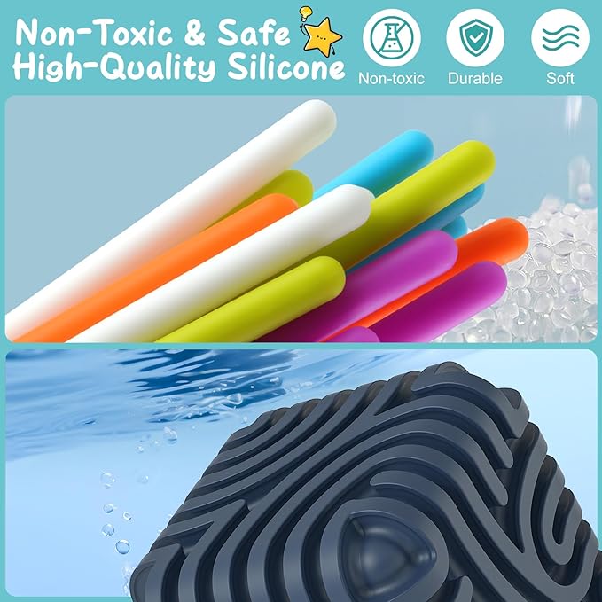 Sensory Toys for Kids with Autism & Autism Sensory Products - Upgraded 3D Silicone Fidget Cube & Activity Board for Kids & Adults, ADHD & Anxiety Relief, FDA Food Grade Quiet Travel Toys with Pouch