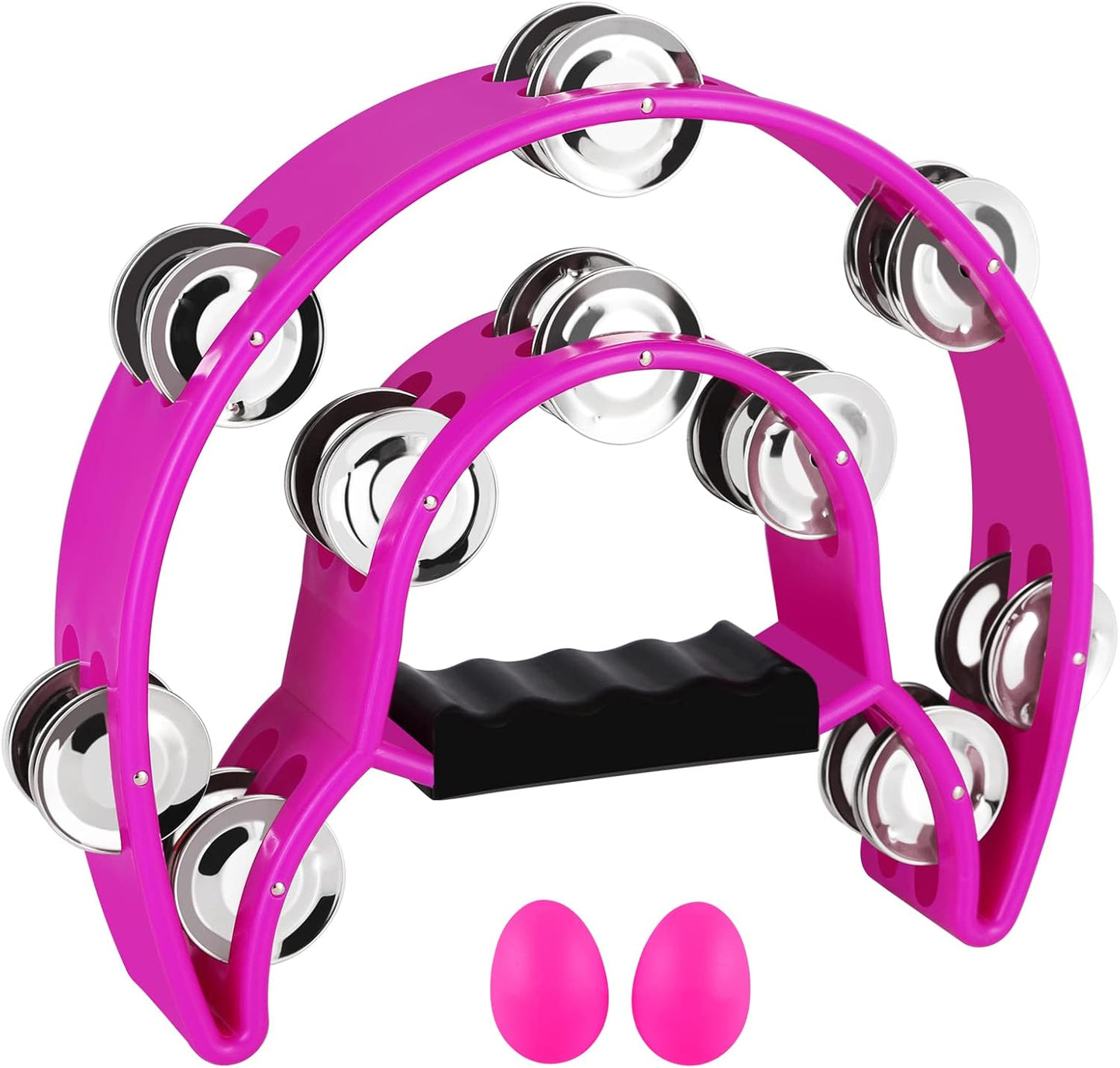EastRock Double Row Tambourine,Metal Jingles Hand Held Percussion-Half Moon Tambourine for Adults, KTV, Party(Purple)