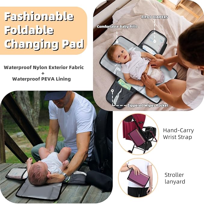 Diaper Bag Backpack with Changing Pad, Pacifier Case, Baby Bag for Boy Girl Toddler - Large, Stylish, Waterproof Travel Quilted Diaper Bag for Mom - Baby Shower - Purple