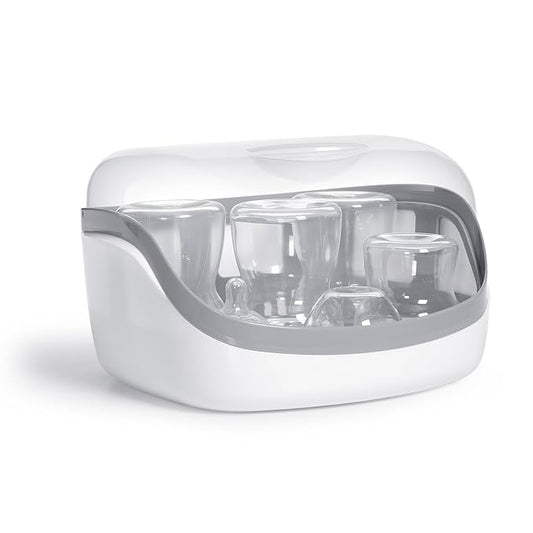 Microwave Steam Sterilizer - Removes 99.9% of Dirt Quickly and Naturally with The Power of steam, White/Grey