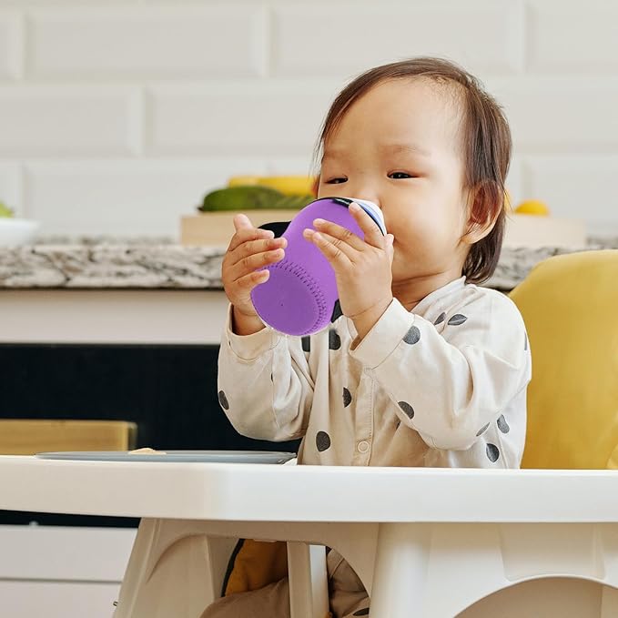 Beautyflier Glass Baby Bottle Sleeve Covers for 9oz Nature Baby Bottles with Dual Handle, 3.8mm Thicken Heat and Cold Retention Baby Bottle Sleeve (Black+Purple)