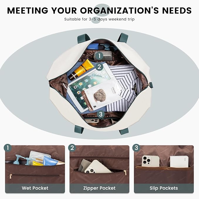 LOVEVOOK Weekender Bag, Large Travel Duffel Bag for Women with 2 Packing Cubes, Carry on Overnight Bag with Shoe Compartment, Mom Hospital Bags for Labor and Delivery