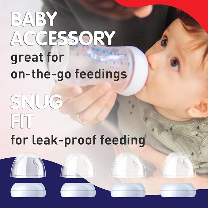 Philips Avent Baby Bottle Caps and Collar Accessories - Dome Caps, Nipple Rings for Natural Bottles - 4-Pack Replacement Kit