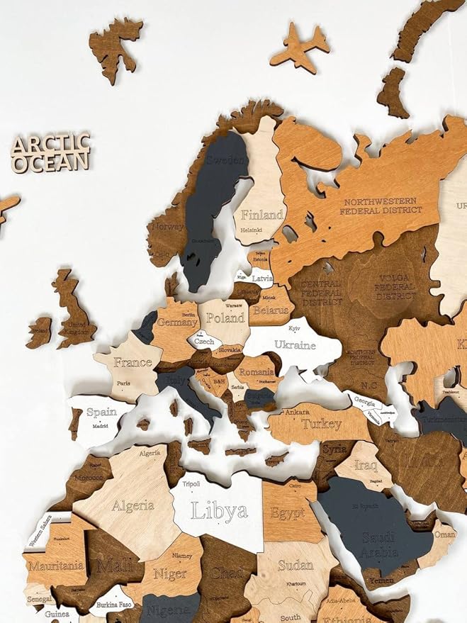 Wooden World Map 3D Art Large Wall Decor - Size (M, L, XL) Any Occasion Gift Idea - Wall Art For Home, Kitchen or Office