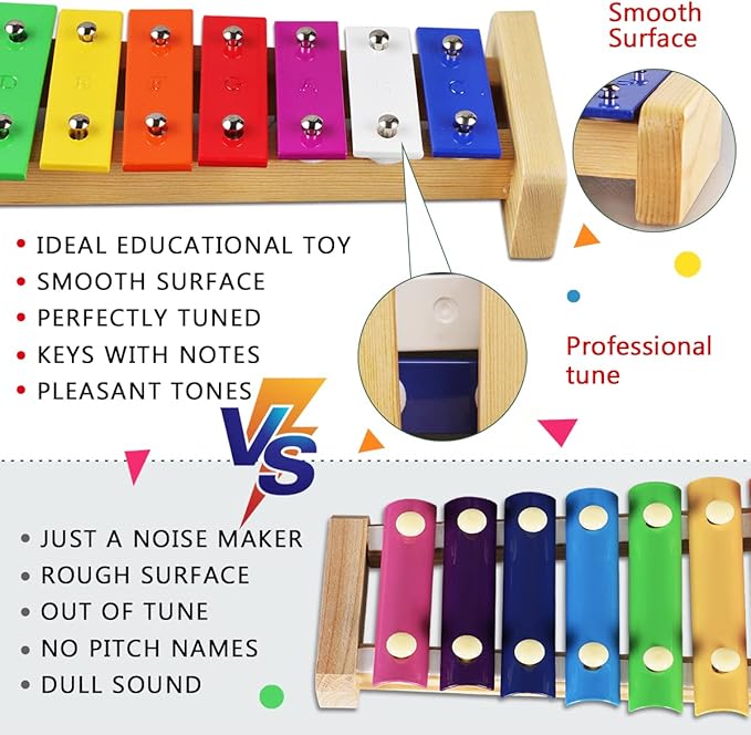 LOOIKOOS Toddler Musical Instruments Set Wooden Percussion Instruments Xylophone Toy for Kids Montessori Toys for 1 Year Old Boys Girls with Maracas Easter Eggs