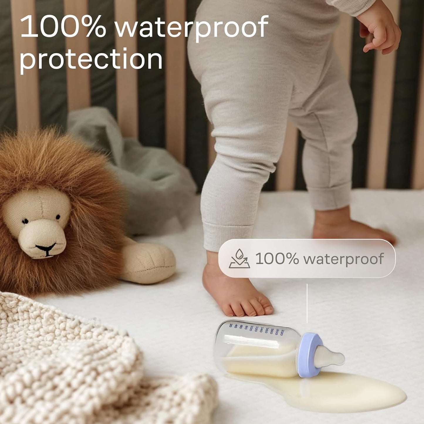Niagara Crib 2 Pack 100% Waterproof Mattress Protector, Soft Breathable Crib Mattress Protector with Deep Pocket, Mattress Pad for Toddler and Baby (52x28, Beige) - Viscose Made from Bamboo