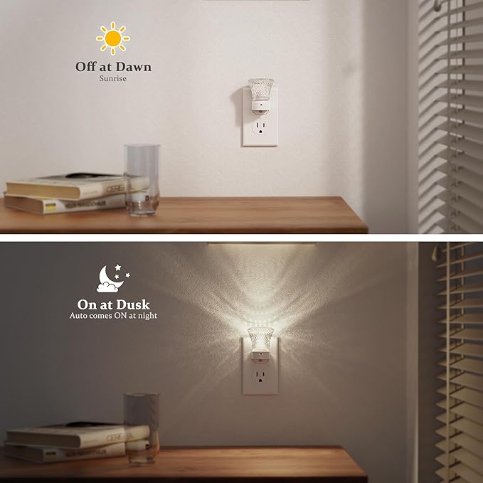 JandCase LED Night Light Plug in, Night Lights Plug into Wall [2 Pack] with Dusk to Dawn Light Sensor, 5000K Daylight White Night Light, Adjustable Brightness Nightlight for Kids Bathroom Bedroom