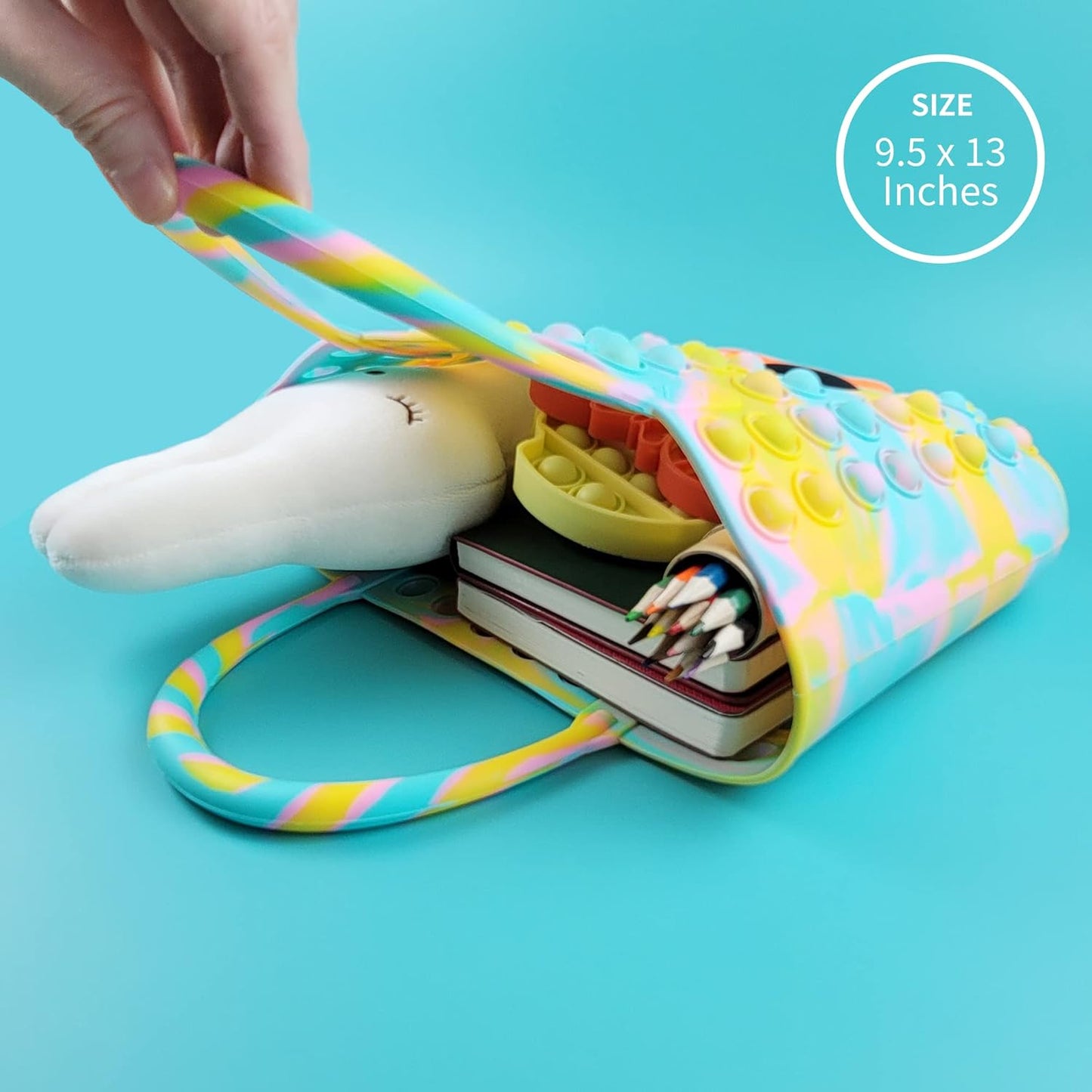 BABANA Fidget Purse for Girls - Bubble Push Pop Bag with Crazy Eyes, Silicone Fidget Handbag Toy for Kids | Birthday, Easter