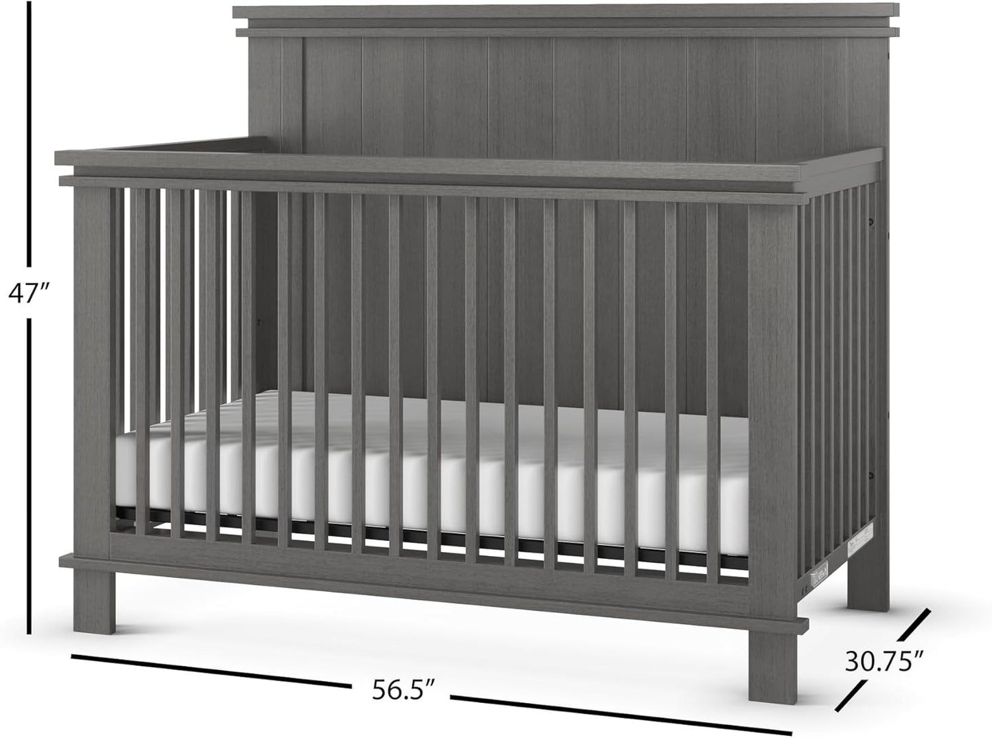 Child Craft Denman 4-in-1 Convertible Crib, Baby Crib Converts to Day Bed, Toddler Bed and Full Size Bed, 3 Adjustable Mattress Positions, Non-Toxic, Baby Safe Finish (Midnight Gray)