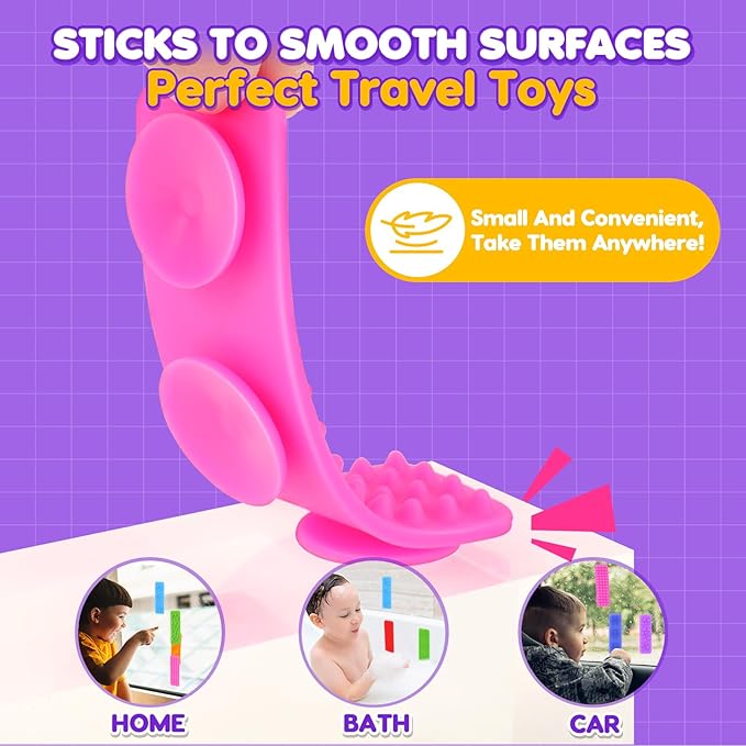 Sensory Fidget Toys Kids Adults: 8 Pack Textured Suction Toys for Autism Kids Calming - Sensory Stickers for Anxiety Relief Items - Fidget Strips for Classroom Desk - Gifts Christmas Stocking Stuffers