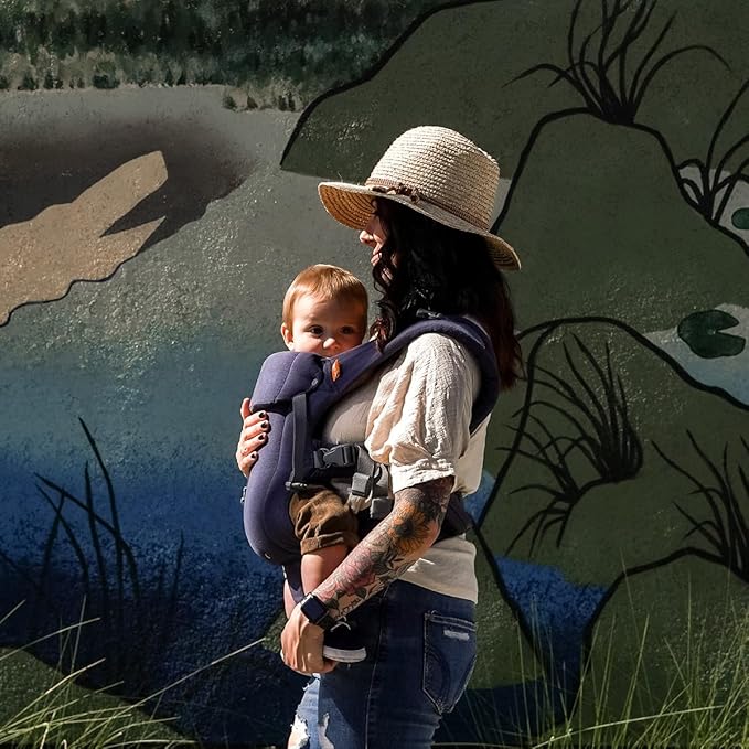 Beco Baby Carrier Gemini Newborn to Toddler - Front, Back and Hip Seat Carrier, Baby Carrier Backpack & Baby Front Carrier with Adjustable Seat, Ergonomic Baby Holder Carrier 7-35lbs (Blue Linen)