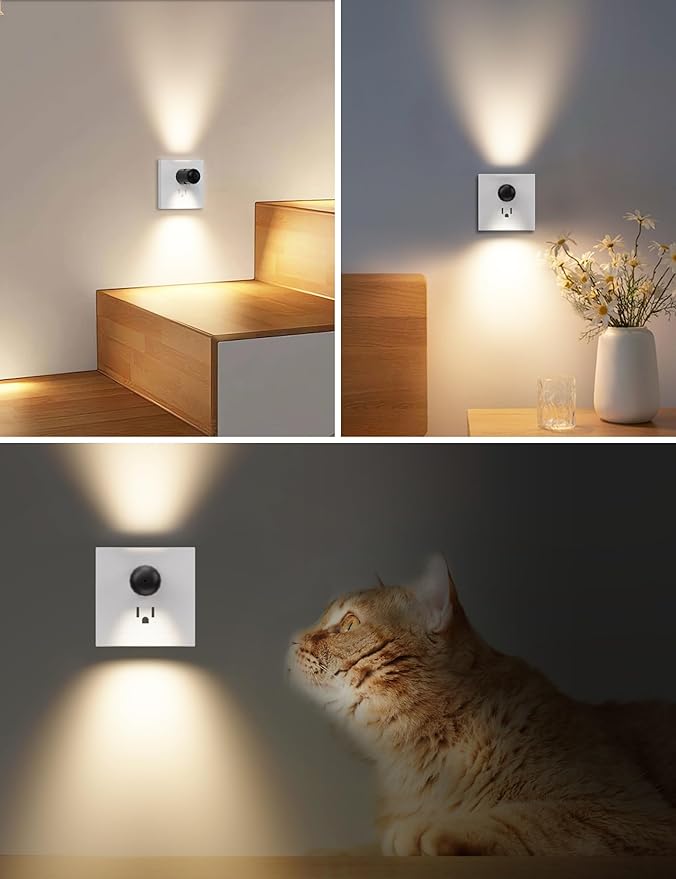 Plug-in LED Night Lights,Dusk to Dawn Sensor,2700K,Bedroom, Hallway, Bedroom,Kitchen, Stairways, Non-Dimmable,6 Pack