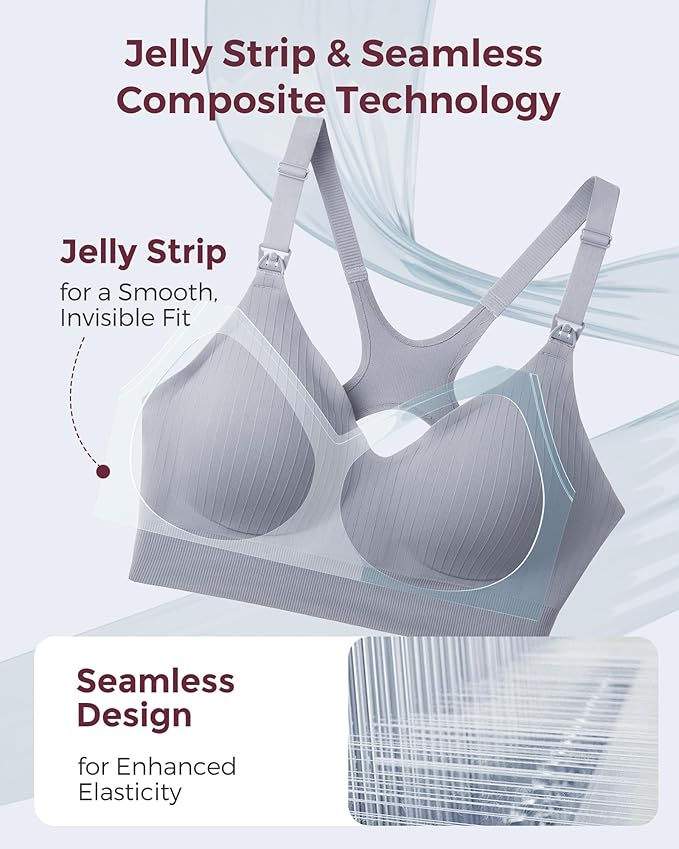 Momcozy Nursing Bras for Breastfeeding, Ribbed Maternity Bra with Racerback, Soft Stretchy Nursing Sports Bra for Yoga