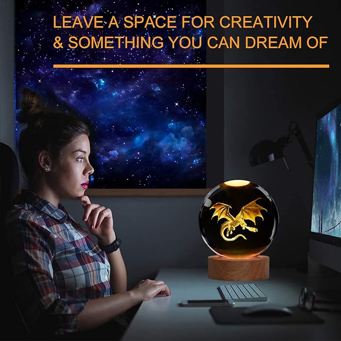 Dragon Night Light, 3.15 Inch (80mm) K9 Crystal 3D Lamp with Remote 16 Color for Birthday Xmas Cool Figurines Dragon Gifts for Room Decor Boys Girls
