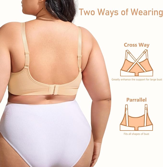 iloveSIA 4Pack Nursing Bra for Breastfeeding Maternity Bra for Pregnancy Seamless Wireless Fit Bra Regular & Plus Size M-4XL