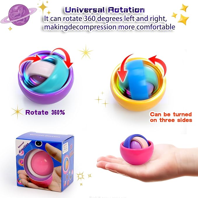 Fidget Toys Kids Pack,12 PCS Spinner Gyro Ball Infinite Flip Decompression Sensory Toy, ADHD Autism Stress Relief Finger Toys for Boys Girls Teens Eaeter Basket Stuffers Party Favors Gift Birthday