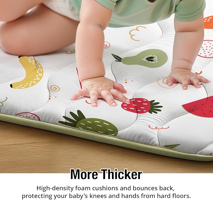 50x50 Playpen Mat, PIGLOG 0.8 Inch Thick Foam Baby Play Mat for Floor, Soft Fabric Cushioned Play mat for Babies，Washable Non-Slip Playmate for Baby, Infants & Toddlers (Milky White)