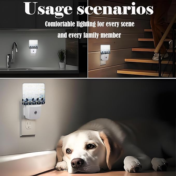 Black Grey Cubes Night Light,Plug-in Nightlights Auto Sensor Night Lamp Dusk-to-Dawn Lamp Home Decor for Nursery Children Girls Boys