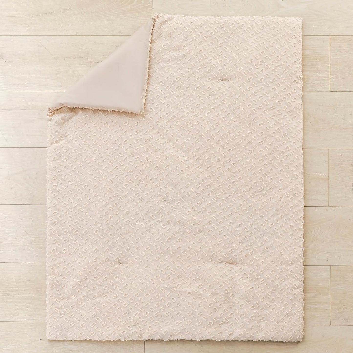 Cokouchyi 3 Piece Bedding Set for Boy Girls, Jacquard Tufted Geometric Crib Set, Includes Skirt, Blanket and Sheet, Baby Bedding, Beige