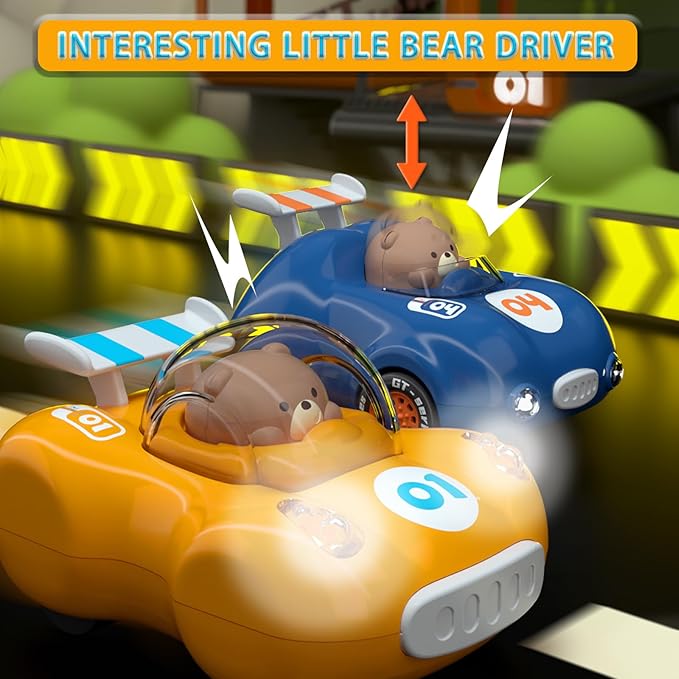 1-3 Year Old Toy Trucks for Toddlers Birthday Gift Pull Back Car for 2 Years Old Boy Cars Friction Power Car Toys 12-18 Months Gifts for 1 2 3 Year Old Boy and Girls(Yellow)