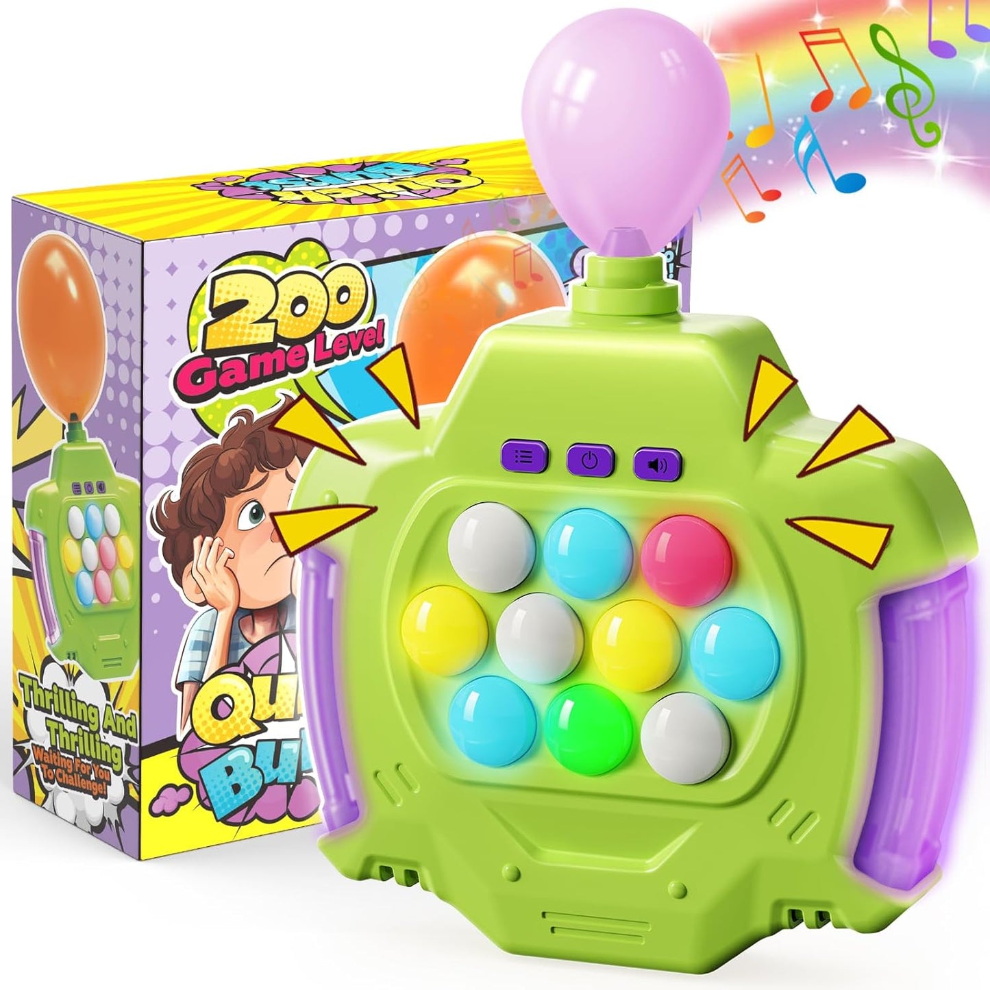 Fast Push Puzzle Game Console, Light up Handheld Pop it Fidget Toy for Kids 3-12, Funny Birthday Gifts for Girls and Boys