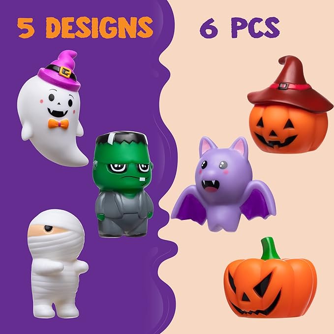 JOYIN 6 Pcs Halloween Light-Up Bath Toys ,Halloween Theme Toys Flashing LED Light Floating Bathtub Toys for Baby,Toddler Water Tub Games Swimming Pool Party