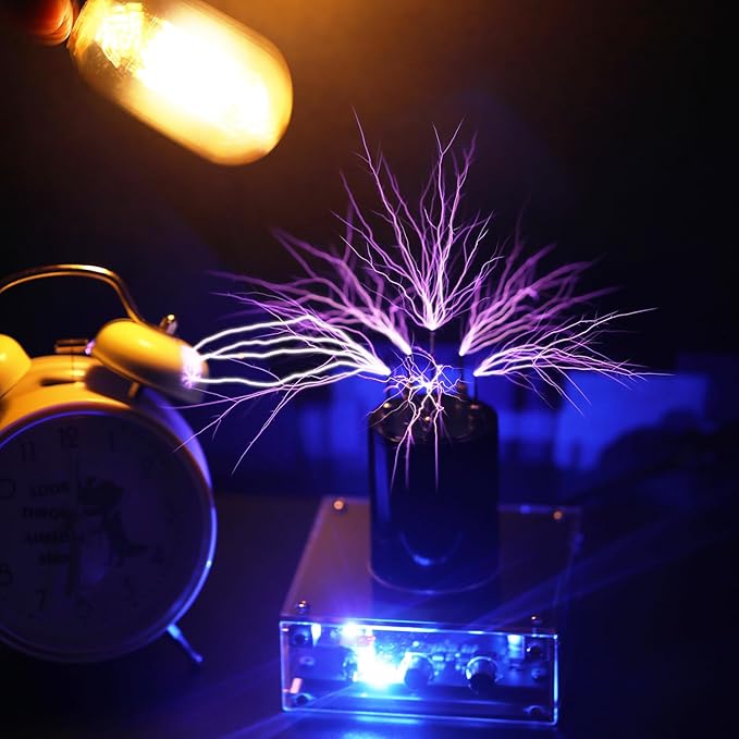 JZENT Bluetooth Music Tesla Coil SSTC Desktop Toy Plasma Loudspeaker Arc Generator Wireless Transmission Teaching Demonstration Experiment Model for boys JE-19