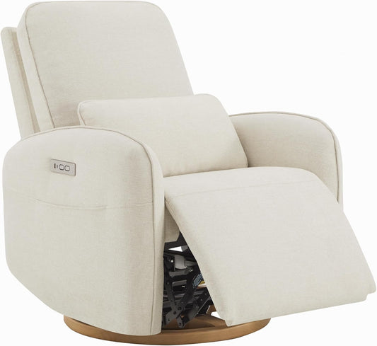 CHITA Power Nursery Glider Recliner Chair, Electric Swivel Rocker Recliner for Adults, Rocking Chair with Removable Lumbar Pillow for Living Room, FSC Certified, Fabric in Linen