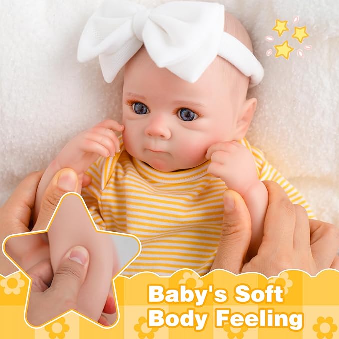 Jirachi Lifelike Reborn Baby Dolls, Real Life Full Body Newborn Baby Girl, 18 Inch Realistic Reborn Baby with Accessories for Girls Yellow