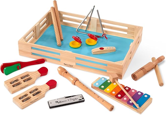 Melissa & Doug Deluxe Band Set with Wooden Musical Instruments & Storage Case