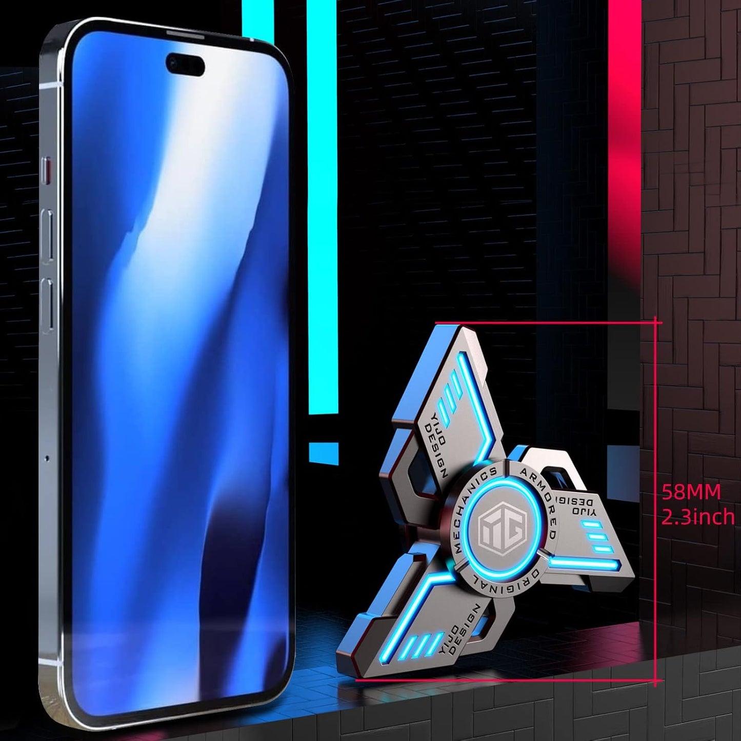 INNÔPLUS Fidget Spinner, Fidget Spinners Cool, Fidget Spinners for Kids, Stress Anxiety ADHD Relief Figets Toy, Fidget Light Up Spinner, Metal Finger Hand Spinner Toy with Luminous Light