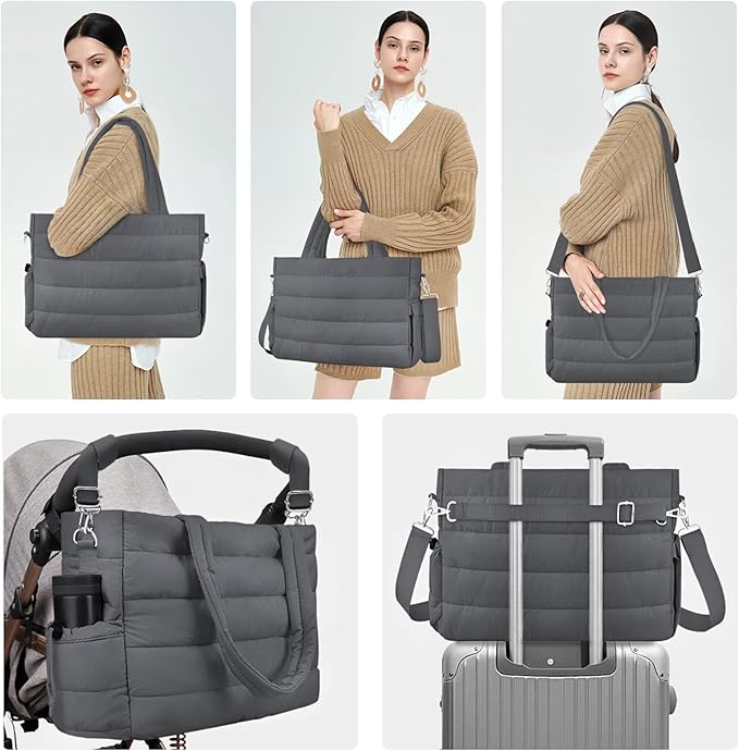 Diaper Bag Tote, Baby Diaper Tote Bags Crossbody Hospital Bag Travel Large Mommy Bag, with Silicone Pacifier Case