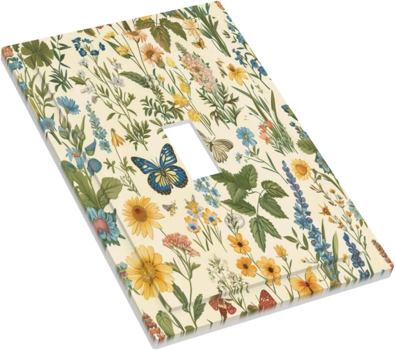 Decorative Switch Covers Plate Rustic Plant Garden Leaf Flower Butterfly 1 Gang Wall Plate Unique Single Toggle Wall Cover Plate Jumbo Electrical Light Switch Plate Faceplate for Home Decor