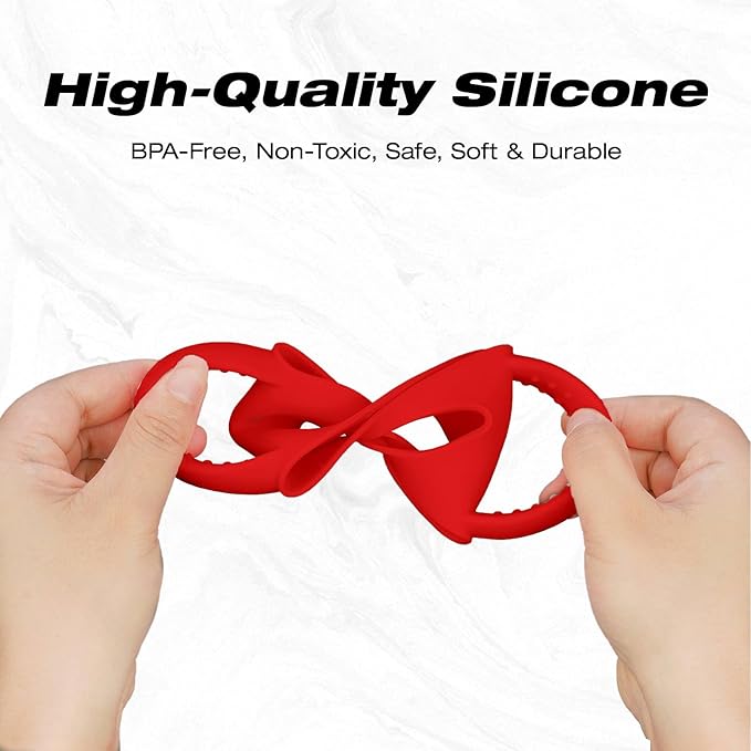 NiHome Tumbler Grip Compatible with 14oz Stanley Quencher, Fit for 12 15oz Zak Owala kids Cups Accessories Handle, Silicone Dual-Handle Tumbler Handles for Home Travel Outdoors Daily Use (2PCS,Red)