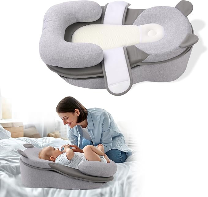Baby Feeding Pillow, Anti Overflow Feeding Pillow for Reducing Spit-Up, Safety Nursing Pillow, Baby Lounger Reflux Wedge Breastfeeding, Removable top and Bottom