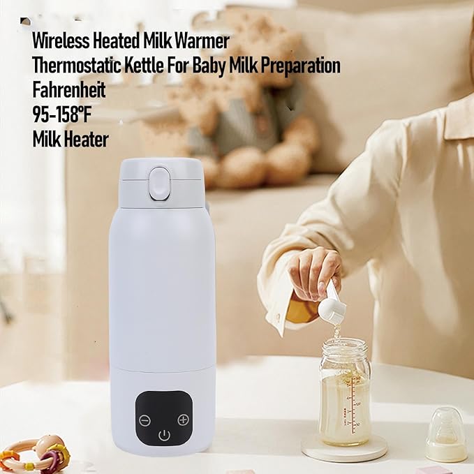 Fafeicy Portable Bottle Warmer, Cordless Baby Milk Warmer 500ML Travel Bottle Heater with 11000mAh Battery, for On The Go Use Heating Milk Anytime
