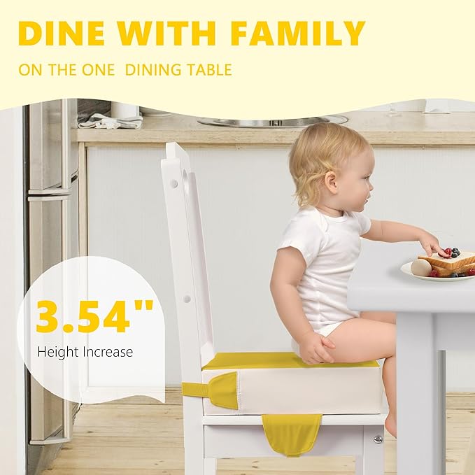 Booster Seat for Kitchen Chair with Adjustable Straps, Toddler Booster Seats for Dining Table Portable for Travel Camping Eating, Booster Cushion for Table for Baby Child Infant Kid Boy Girl